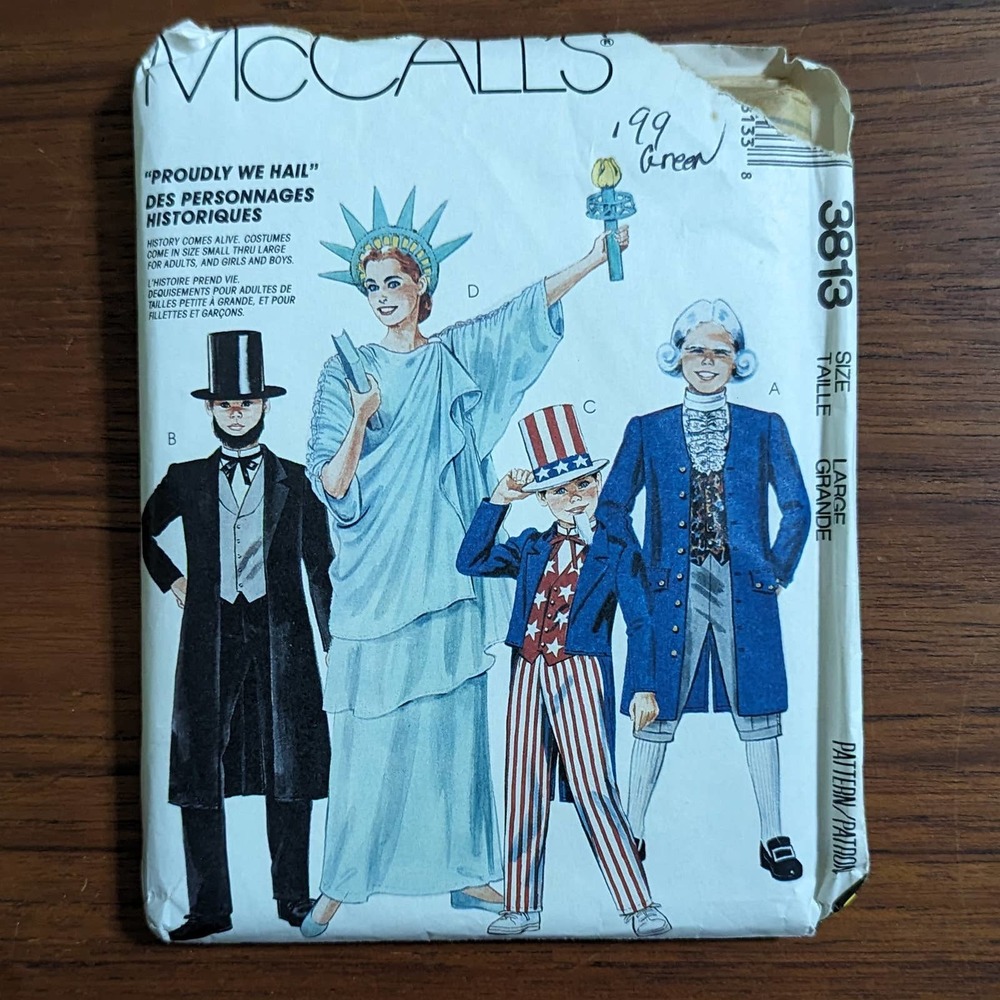 UNCUT Vintage 1988 McCall's Pattern 3813 Costumes Size Large